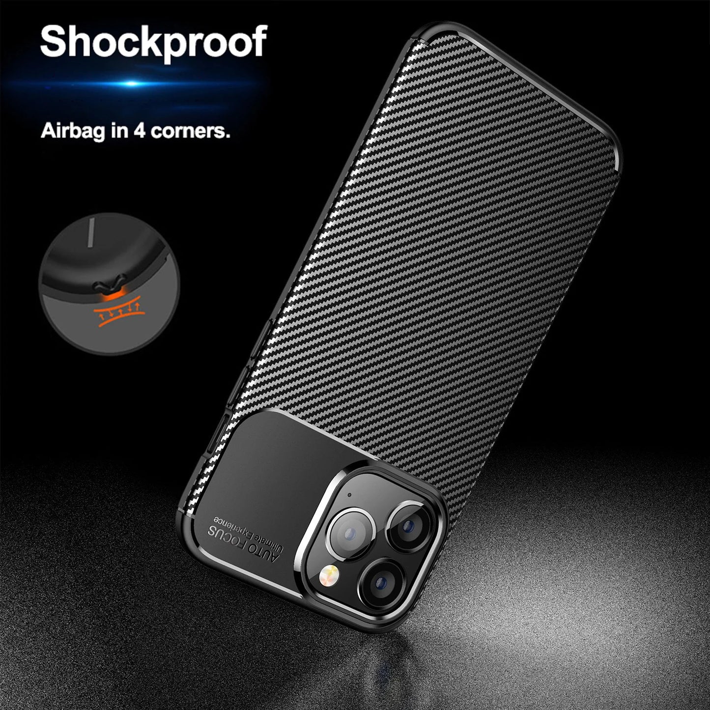 Carbon Fiber Patten Case For Apple iPhone 11 12 13 14 15 Pro Max 14 Plus Shockproof Soft TPU Case