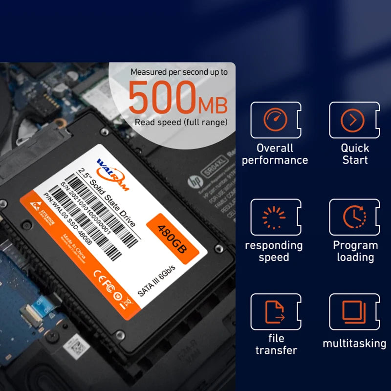 Disque dur SSD Walram 1 To SATA3 SSD 120 Go 240 Go 128 Go 256 Go 480 Go 512 Go 500 Go pour ordinateur portable de bureau