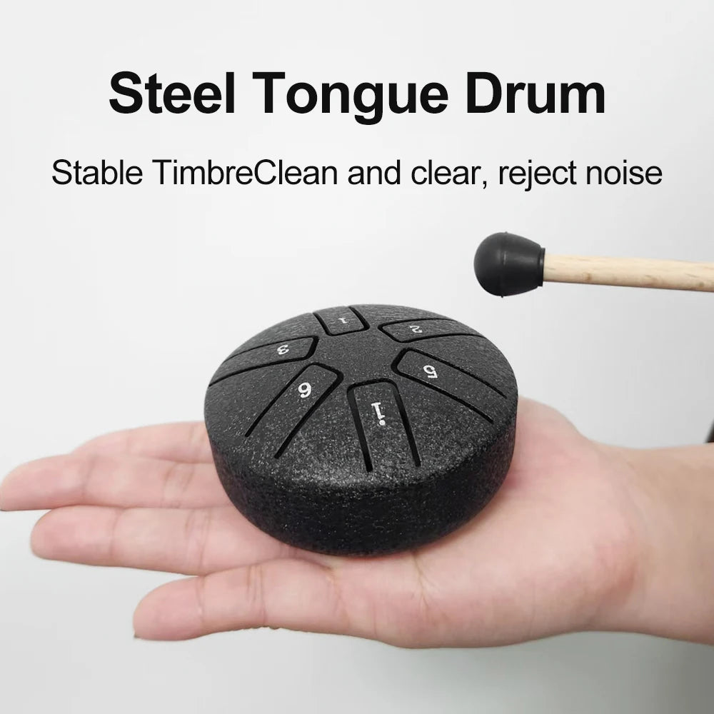 DOZZLY Ethereal Drum Steel Tongue Drum Carillon de pluie Handpan 3 pouces 6 notes Mini instrument de musique pour jardin extérieur