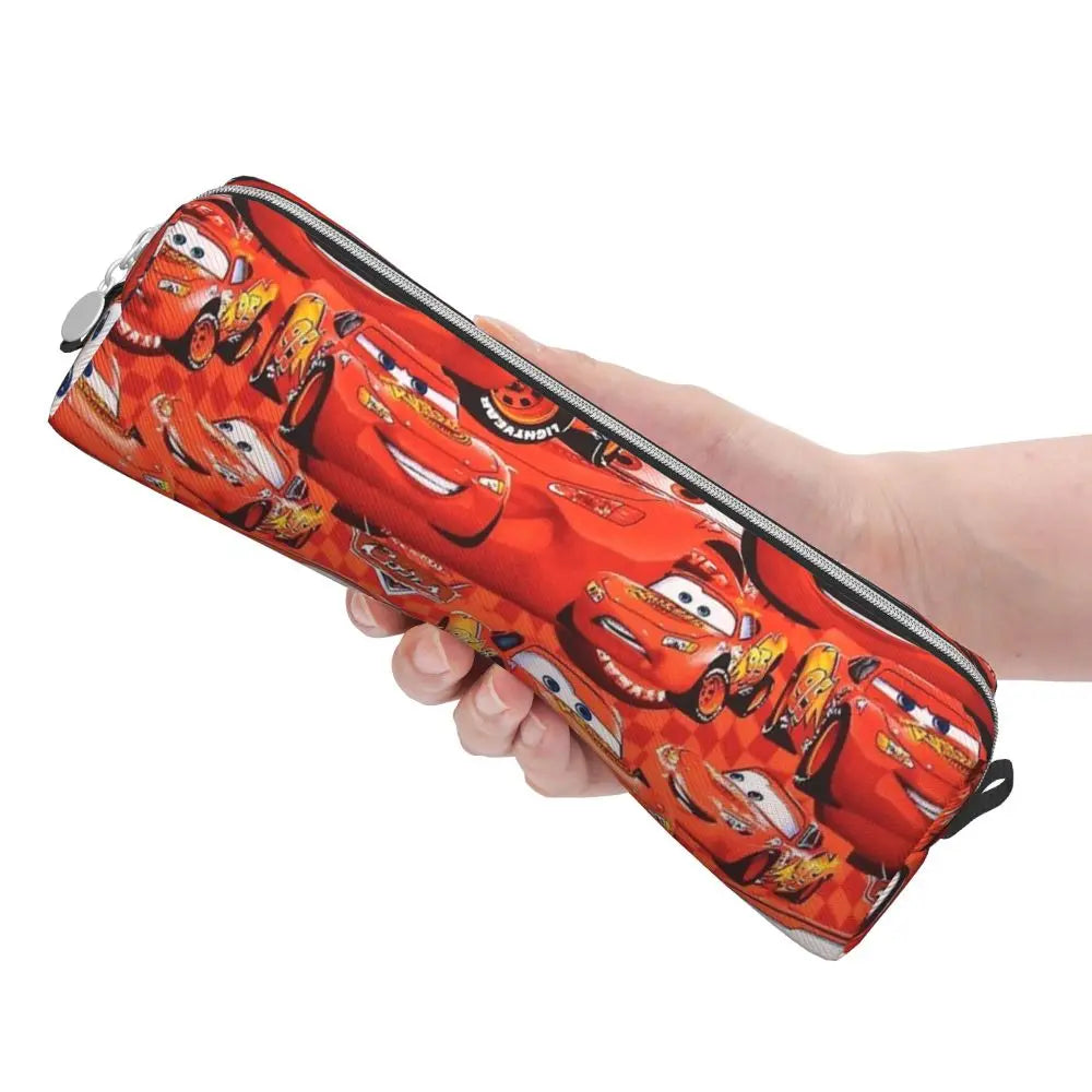 Trousses à crayons courtes personnalisées à gros visage, voitures neuves, Lightning McQueen, trousses à crayons, stylos, sacs pour enfants, fournitures scolaires, papeterie à fermeture éclair