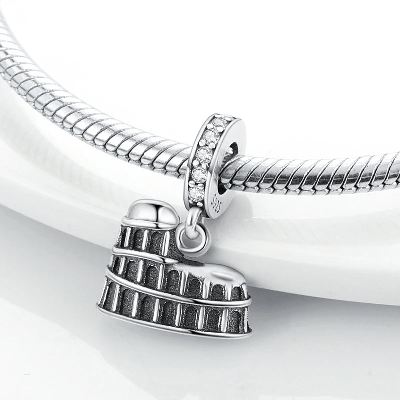 925 Sterling Silver Spots Series Charm Eiffel Tower Egypt Charms Pendant Fit MULA Original Sliver Bracelets DIY Jewelry Gifts