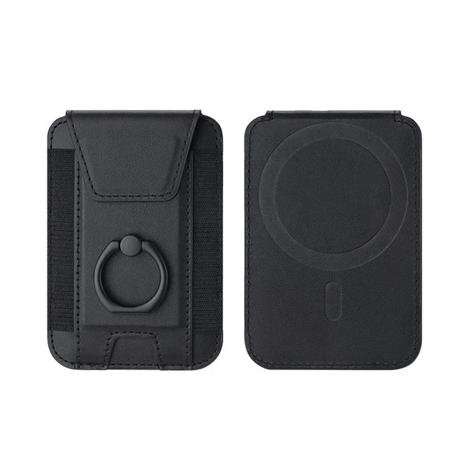 Magsafe Phone Wallet Card Holder with Ring Stand Flap Cover Pu Leather Wallet Magnetic Phone Case for Iphone 12 13 14 15 16 Pro