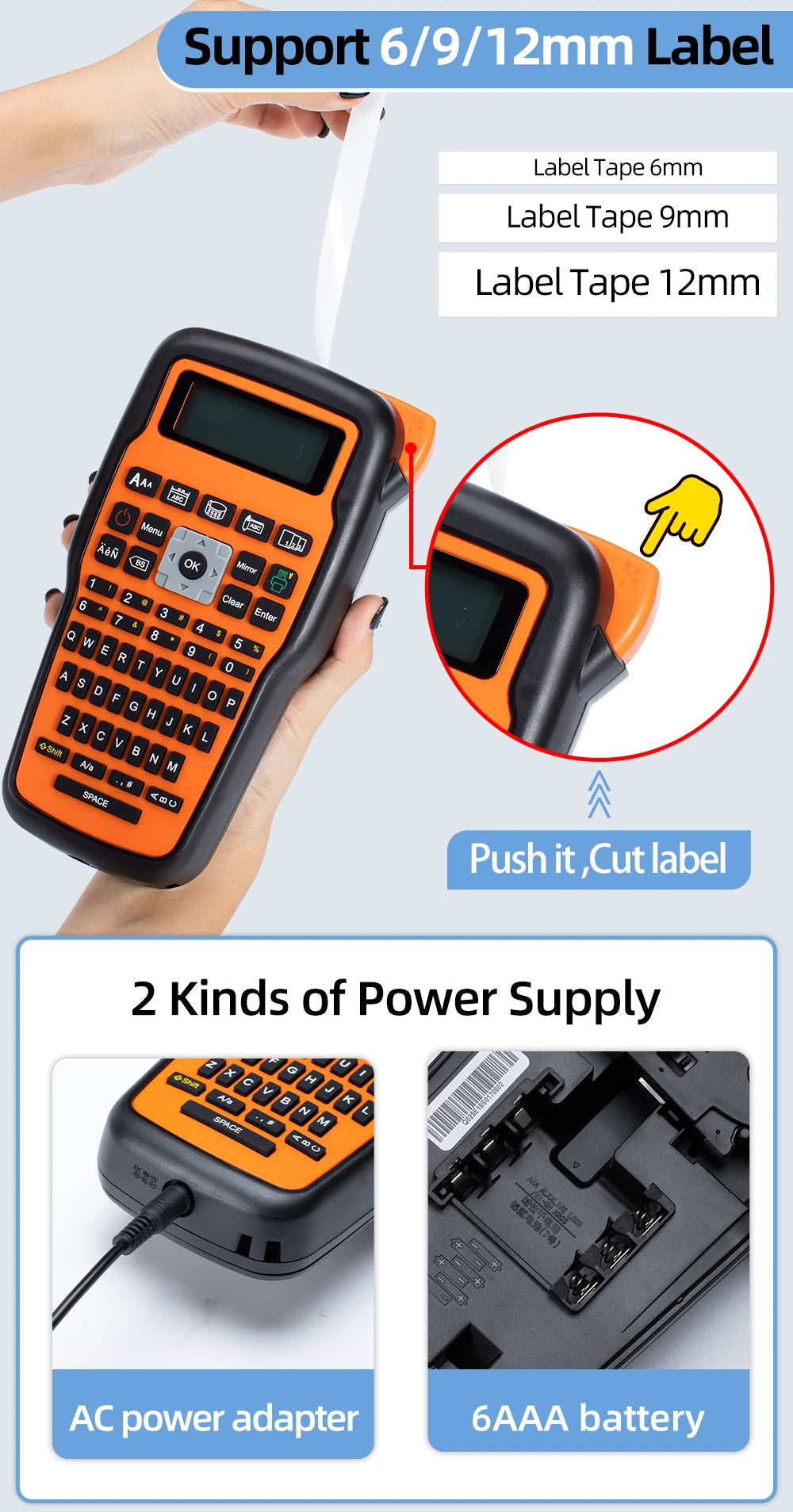 Imprimante portable E1000 Pro, étiqueteuse portable pour travaux d'étiquetage industriel, compatible avec le ruban d'étiquettes Brother TZe-231