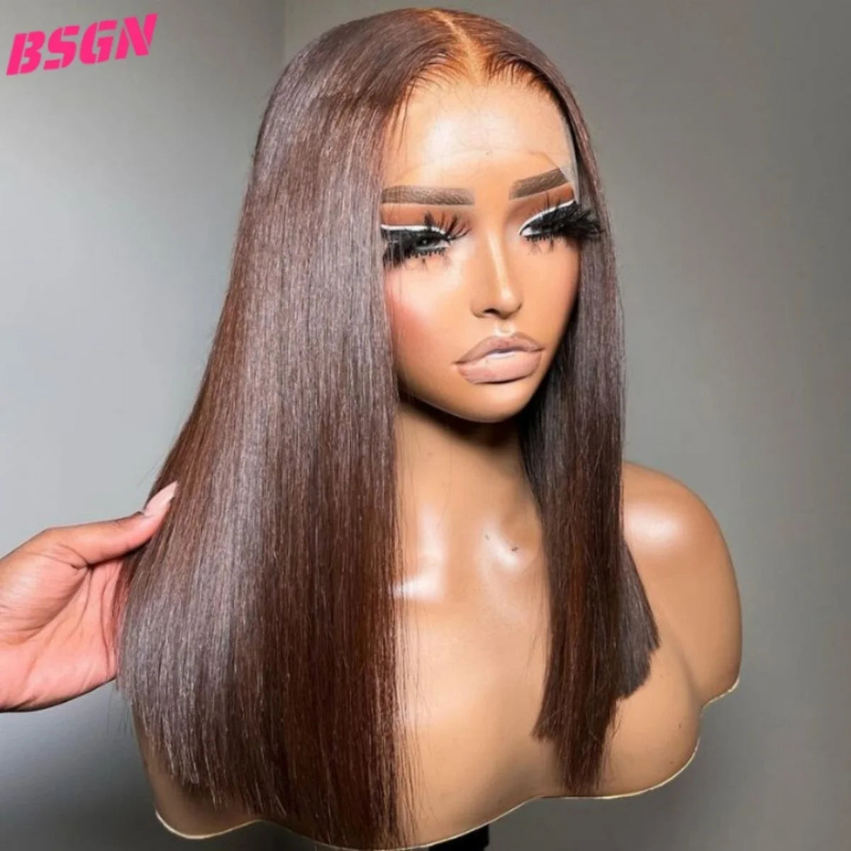 200% BSGN Chocolate Bob Wigs 13X4 HD Transparent Lace Frontal Wigs Human Hair 100% Human Hair For Woman Pre Plucked Glueless Wig