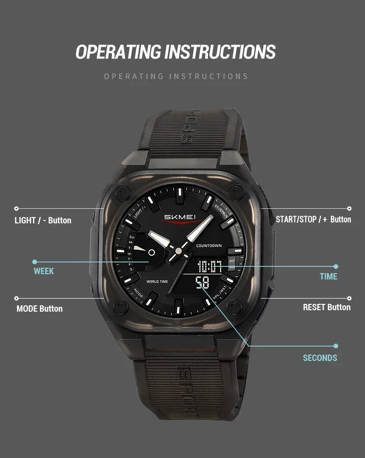 Montre SKMEI 2328 pour homme, accessoire de sport, étanche, réveil, numérique, électronique