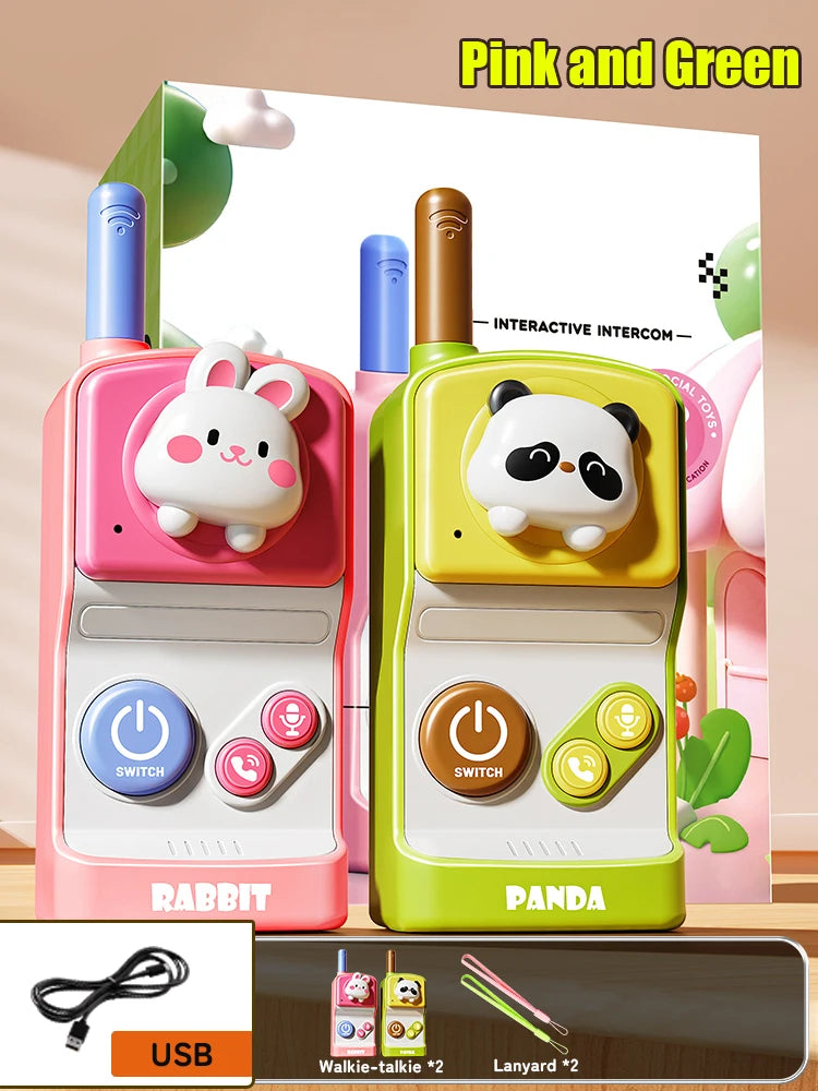 Talkie-walkie électronique pour enfants, 500 m, 2 pièces, radio, téléphone, communication, mini jouet rechargeable pour enfants de 3 ans