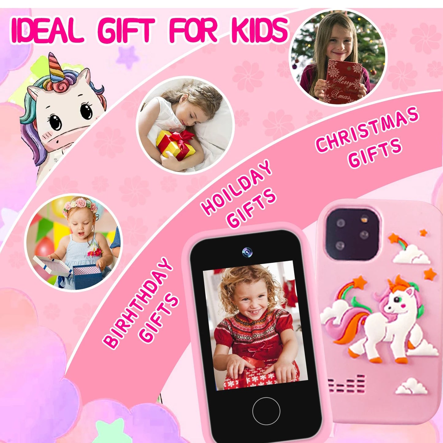 Kids Smart Phone Toys Dual Camera Touch Screen Phone Children Digital Camera 32G SD Card Option Boys Girls Birthday Gifts