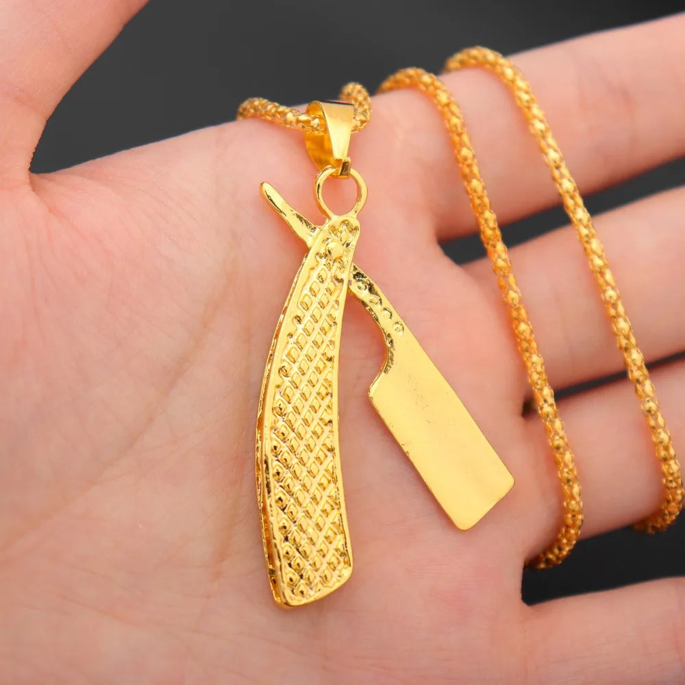 Alloy Razor Personality Men Necklace Barber Shaver Shape Pendant Temperament Jewelry Fashion Accessories