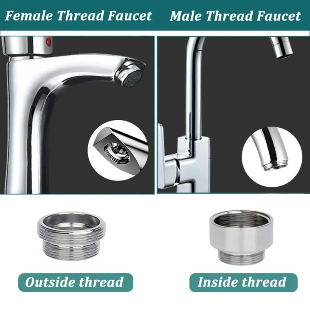 Kitchen Faucet Adapter Set 18/20/22/24mm To 22mm With Washer Metal Male Female Saving Tap Aerator Connector Bathroom Accessories