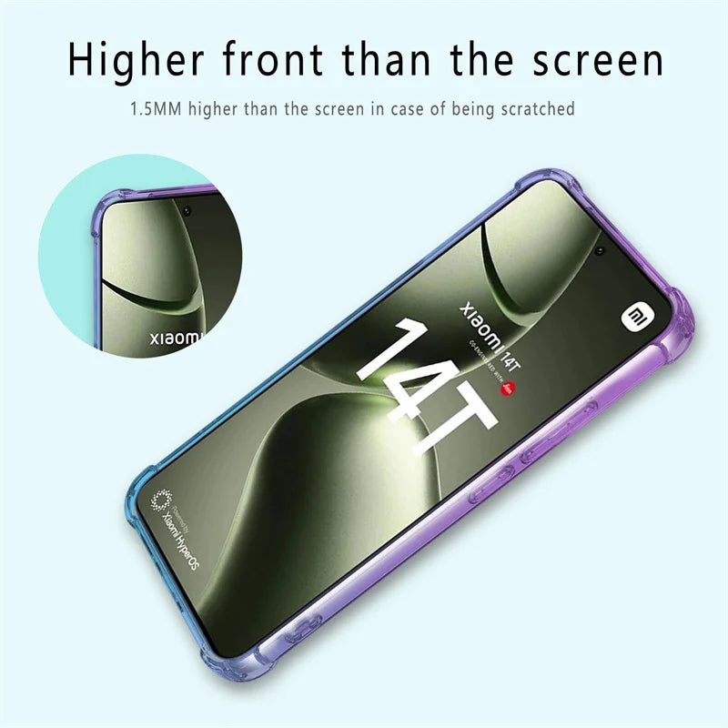 Shockproof Gradient TPU Case for Xiaomi 14T Pro 5G Protective Cover Fundas Coque Capa