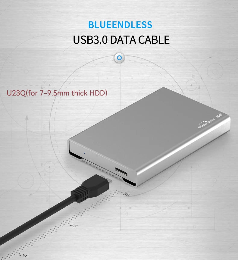 Blueendlless Aluminum Hdd Enclosure 2.5" Mobile Hard Disk Case Type-c Sata USB 3.1 Caddy All Metal Case Notebook External hdd bo