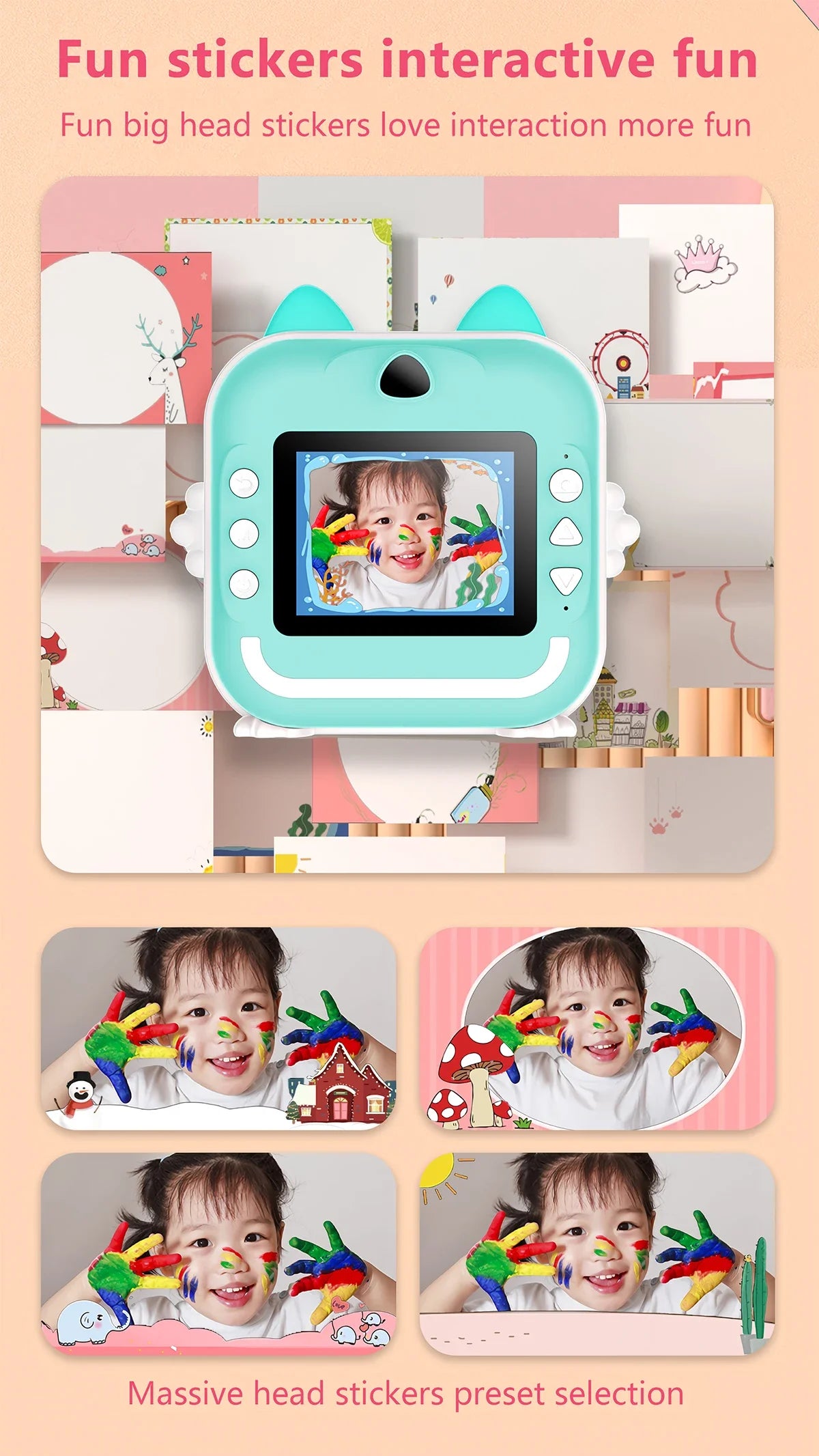 Q5 Kids Camera Instant Print Photo Children Inkless Mini Printer Digital Camera 32G TF Card Video Educational Toys Boy Girl Gift