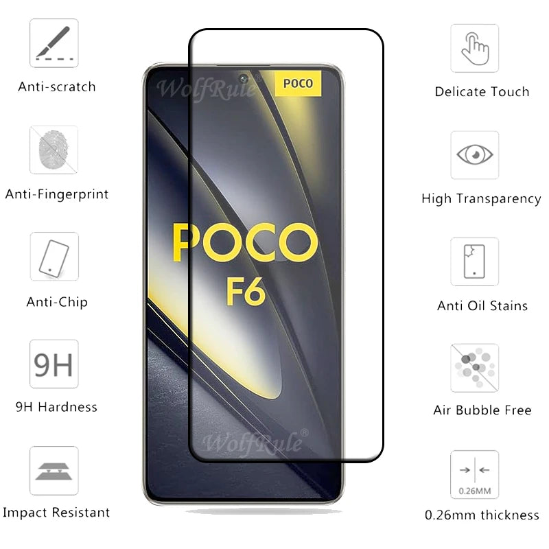 4pcs For Poco F6 Glass Poco F6 Tempered Glass Full Cover Glue Protective Film 9H HD Screen Protector Xiaomi Poco F6 PocoF6 F 6
