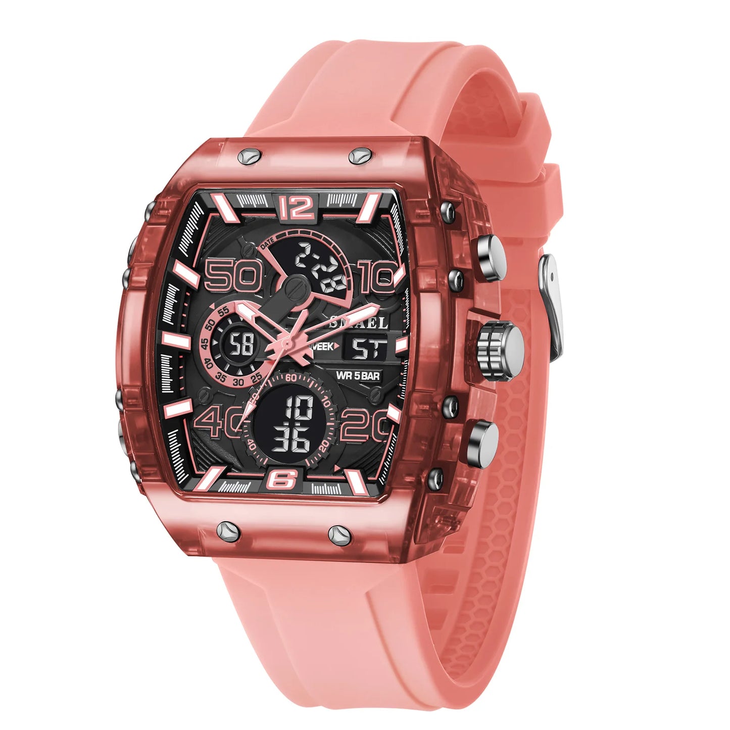 SMAEL Brand 8109 New electronic watch fashion square dual display waterproof luminous Multi-color For Men