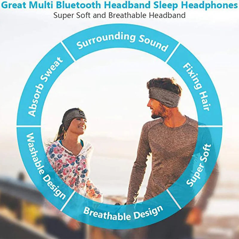 Masque de musique sans fil Bluetooth, bandeau de sport, casque anti-bruit, pour conversation, course, yoga, musique, casque de sommeil sans fil