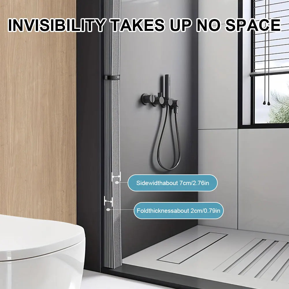 Foldable Magnetic Shower Curtain Waterproof Bath Curtain with 12/14 Hooks Modern Curtain Privacy Bathroom Divider for Bathroom