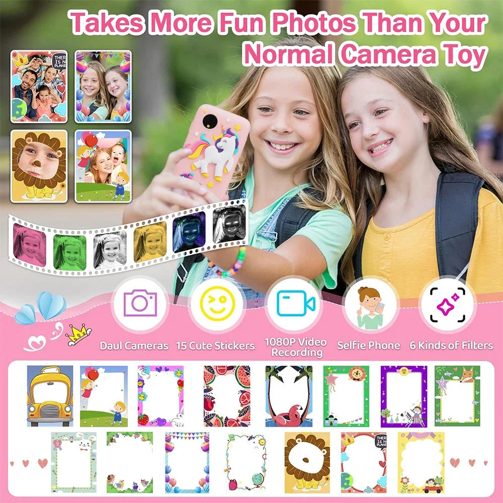 2025 Children Mp3 Phone Camera Toys Puzzle Games Music Player Tooddler Leaning Toys for Girls Boys Age 3-12 Best Birthday Gifts