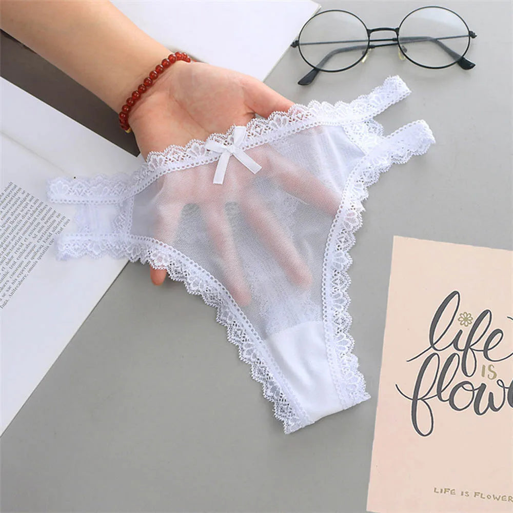 Sexy Lingerie G-String Summer Thin Panties Hollow Out Lace Seamless Underwear Low Waist Breathable Comfort Lady Briefs Thongs
