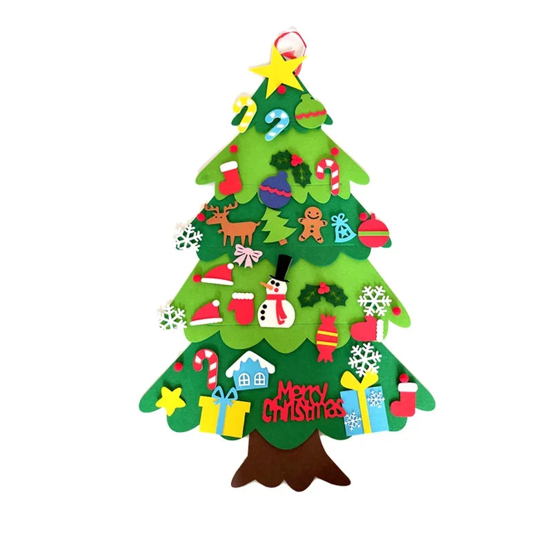 Felt Christmas Tree Gifts for Toddlers Kids with Led String Light, 3.2ft Wall Hanging DIY Xmas Tree 32 Ornaments Home Decoration