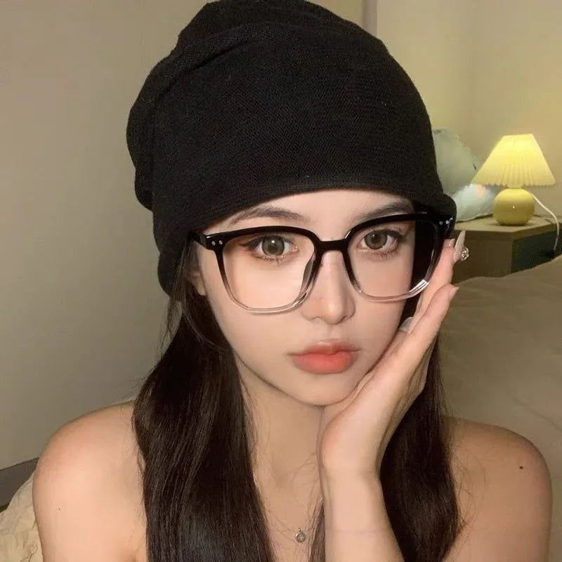 Monture de lunettes anti-lumière bleue tendance et tendance avec verres plats dégradés en bois pour femmes