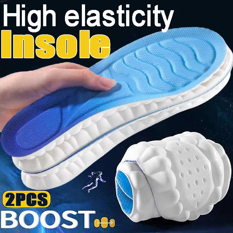 Semelles de sport en mousse 4D, coussinets de chaussures ultra-doux et hautement élastiques, coussin déodorant anti-douleur, soutien de la voûte plantaire, semelles de course à pied