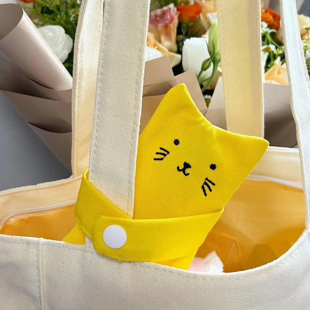Canvas Cartoon Cat Coin Purse Zipper Closure Anti Loss Zippered Mini Wallet Snap Button Decorative Small Change Pouch Daily Use
