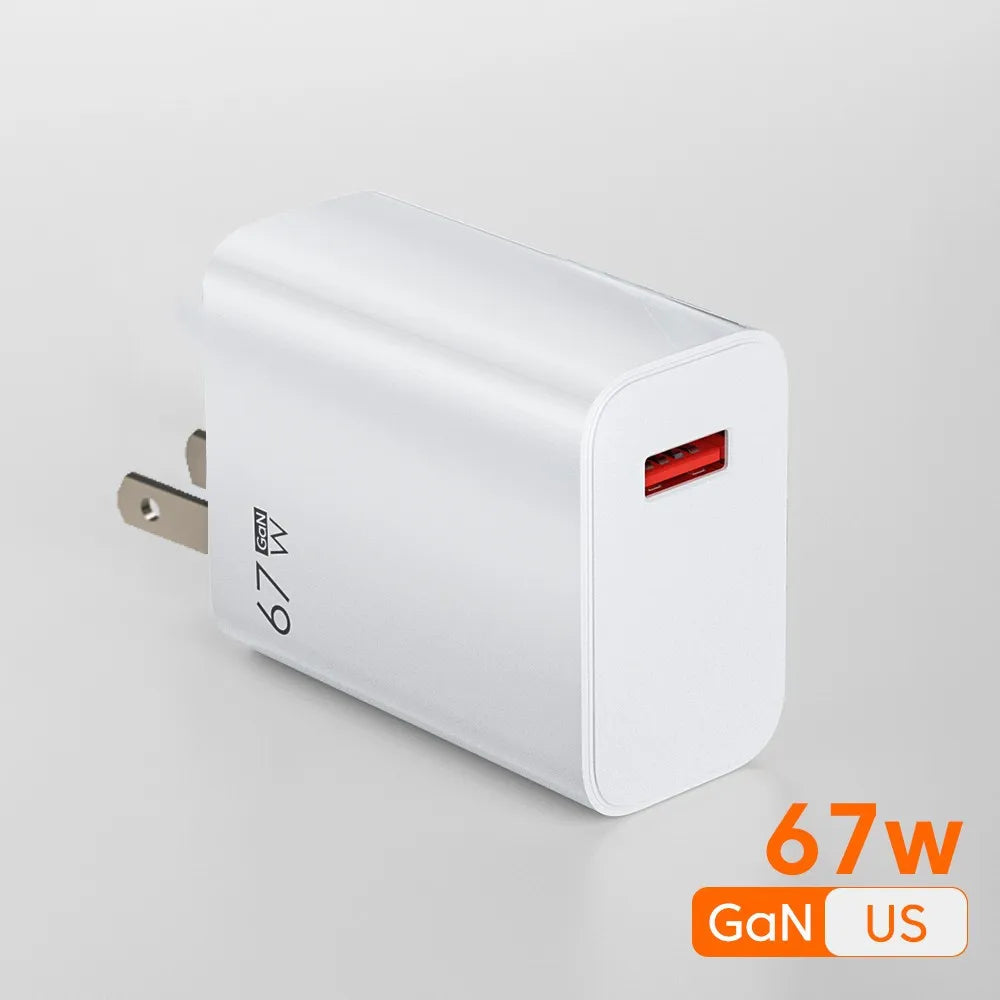67W GaN USB Fast Charging Quick Charger QC3.0 USB Type C Cable for Xiaomi 14 13 12 Redmi Note Turbo Mobile Phone Charger Adapter