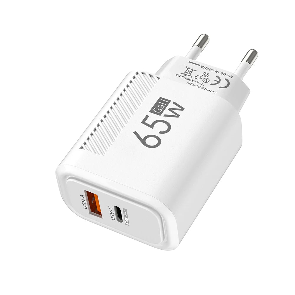 GaN 65W USB Type C Charger Fast Charging Mobile Phone Adapter Quick Charger For Samsung S23 Ultra Xiaomi 13 Huawei iPhone 14 13