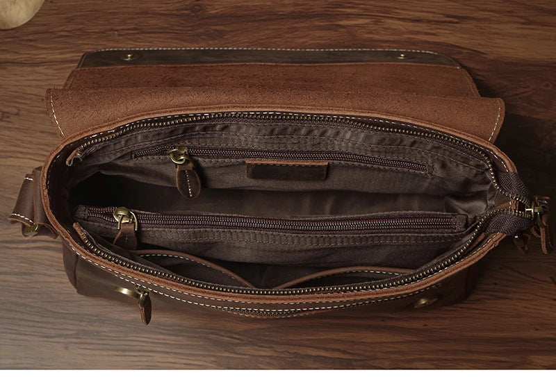 Sac à bandoulière NUKA en cuir véritable pour homme, style rétro, original, en cuir de vache, horizontal, à rabat, pour iPad 11 pouces