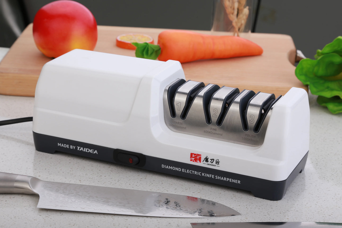 TAIDEA Top Level TG2101/TG2202 3 Stages 360 600 1000 Grit Electric Diamond Steel Sharpener Slot for Kitchen Ceramic Knife