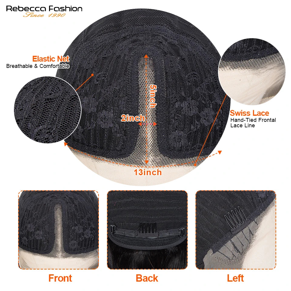 Rebecca Body Wave Lace Front Wigs T Part Lace Wigs Pre Plucked Transparent Lace Front Wigs Brazilian Body Wave Human Hair Wigs