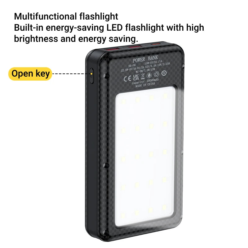 6*18650 Power Bank Battery Box Holder Dual USB Type C Charge Shell With camping lights for iPhone Huawei 18650 Battery Cases