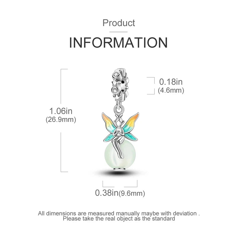 New 925 Sterling Silver Luminous Elf Blue Purple Butterfly Moon Life Tree Charms Beads Fit Pandach Original Bracelet DIY Jewelry