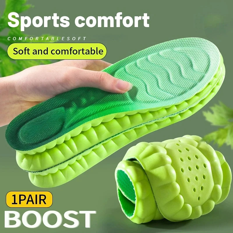 Semelles de sport en mousse 4D, coussinets de chaussures ultra-doux et hautement élastiques, coussin déodorant anti-douleur, soutien de la voûte plantaire, semelles de course à pied