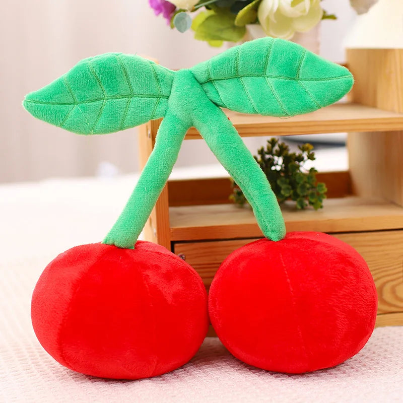 Peluche cerise dessin animé Kawaii, plantes en peluche, nourriture, cerise rouge, coussin, mignon, doux, jouets pour enfants, cadeau, décoration