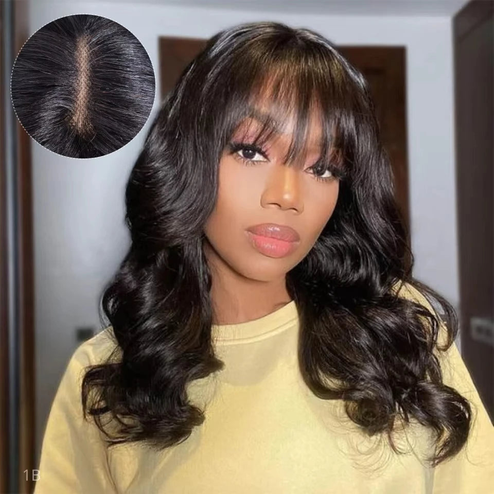 Perruques Rebecca 3x1 Body Wave 100 % cheveux humains avec frange rideau pour femmes, cheveux brésiliens Remy, sans colle, colorées, QVR