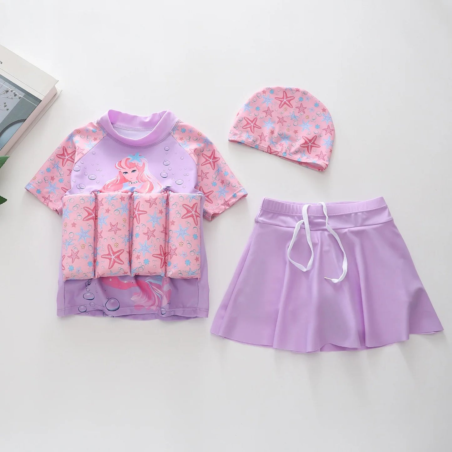 Maillots de bain flottants Ircomll pour enfants, maillots de bain 3 pièces pour petites filles, maillots de bain flottants princesse pour enfants, maillot de bain de plage pour enfants