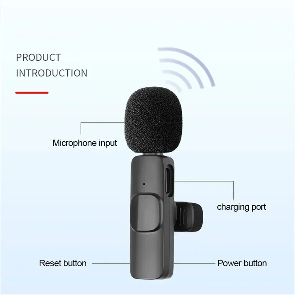 Portable Wireless Lavalier Microphone for Live Streaming/YouTube/TikTok/Facebook Live Noise Reduction Mic For iPhone/Android