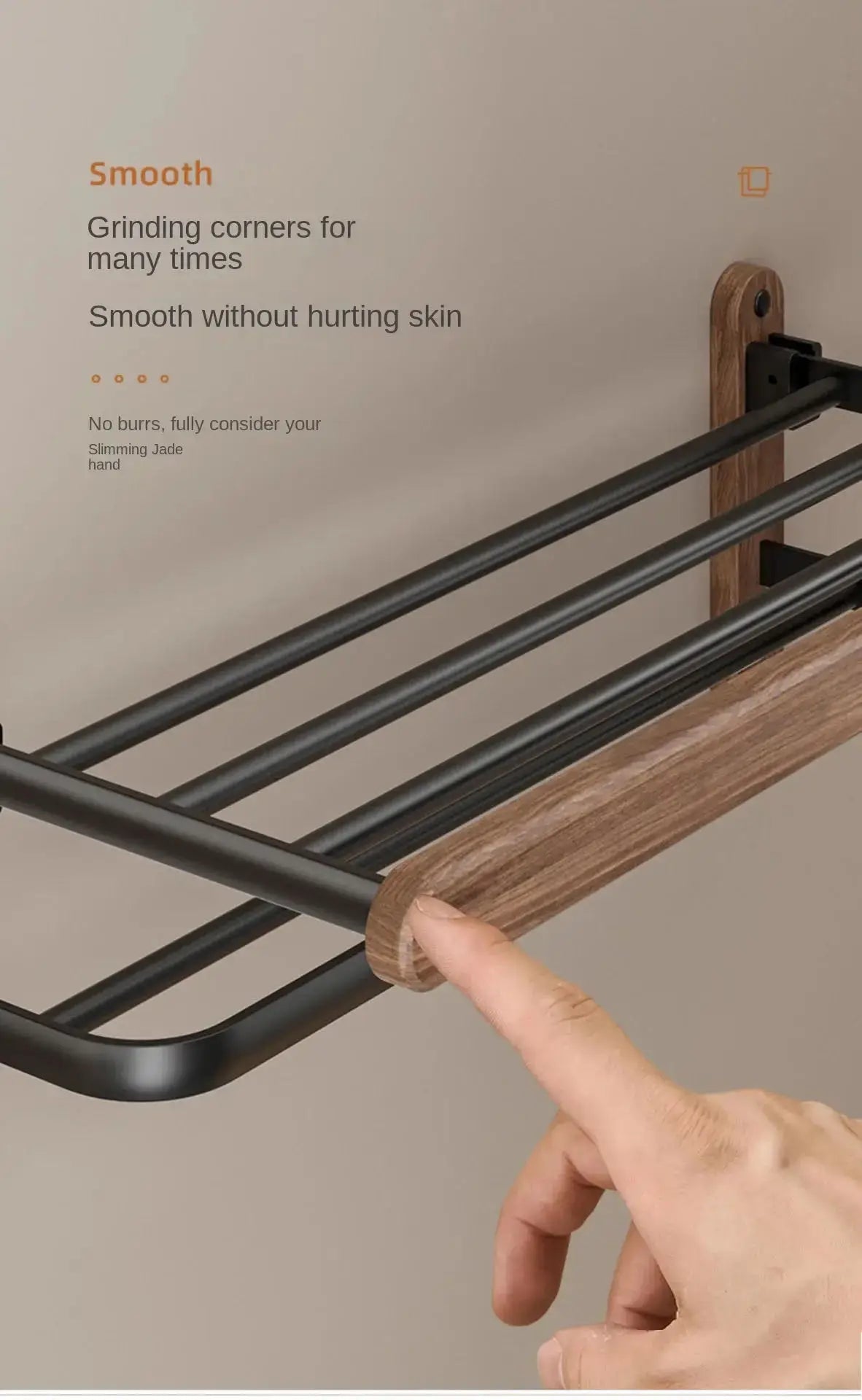 Nordic solid wood Light Luxury Towel Rack Bathroom Towel Shelf Perforated Wall Mounted Towel shelves Bathroom Accessories