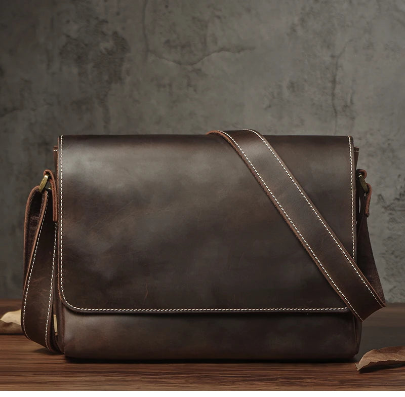 Sac à bandoulière NUKA en cuir véritable pour homme, style rétro, original, en cuir de vache, horizontal, à rabat, pour iPad 11 pouces