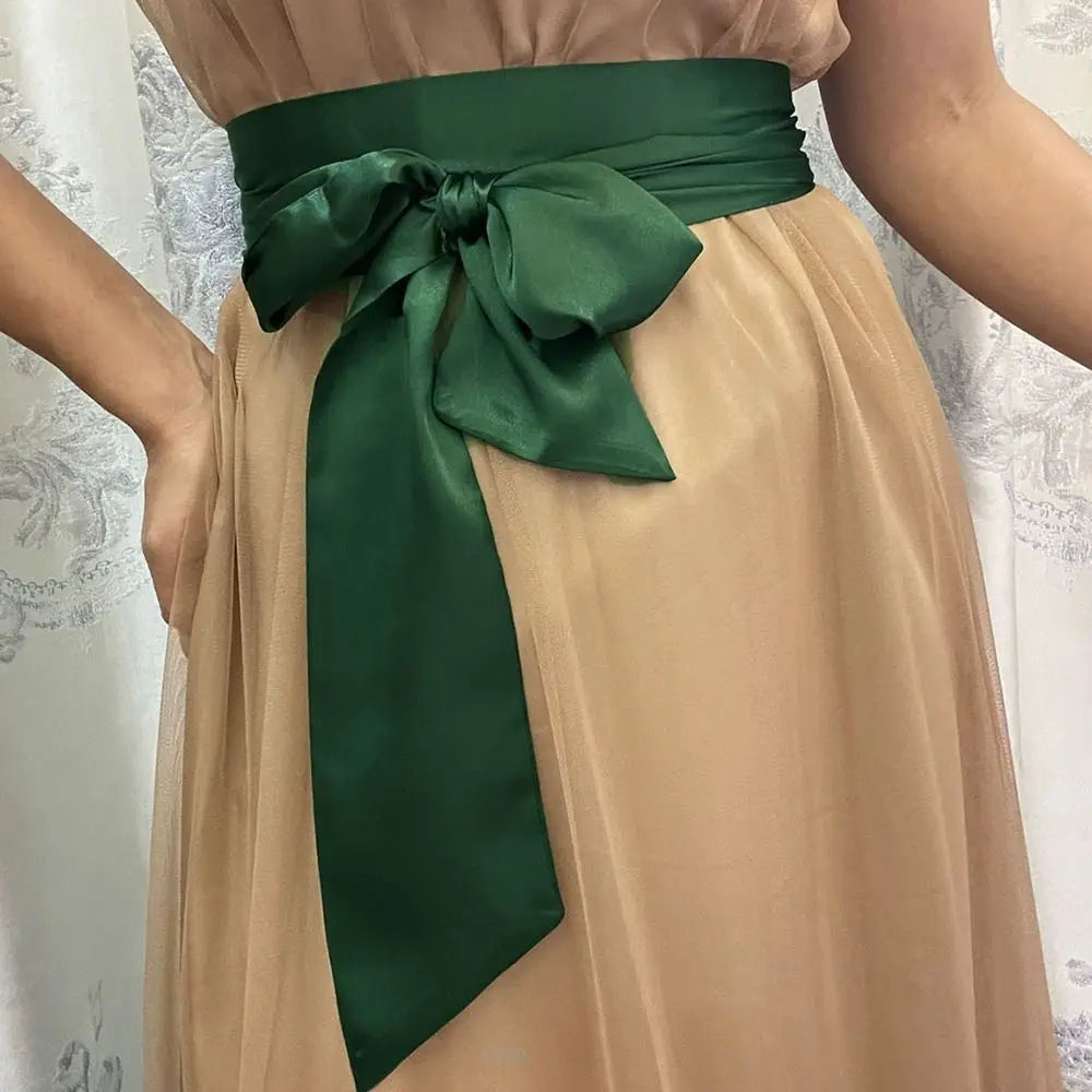 Satin Silk Bow Corset Waist Belt Wide Decorative Bowknot Fabric Ribbon Cummerbunds DIY Waist Bands For Women Lady Girl Bridal
