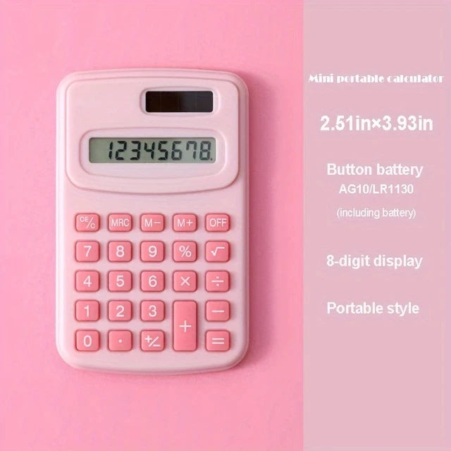 Small Solar Calculator Portable Calculator Cute 8 Digits LCD Electronic Home Office Calculator for Kid Primary School Calculator