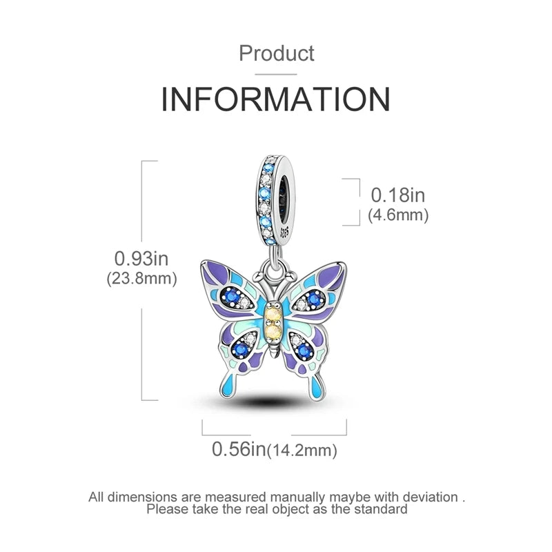 New 925 Sterling Silver Luminous Elf Blue Purple Butterfly Moon Life Tree Charms Beads Fit Pandach Original Bracelet DIY Jewelry