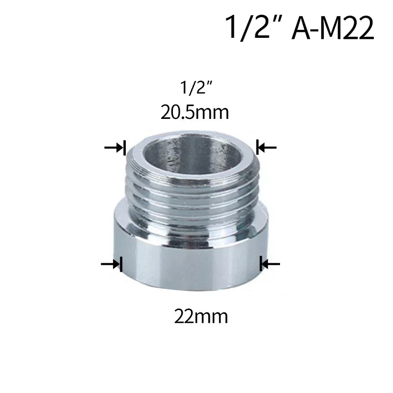 Water Faucet Coupler 1/2 To M16 M18 M20 M22 M24 M28 M32 Thread Connector Conversion Tap Adapter Fitting Bubbler Kitchen Bathroom