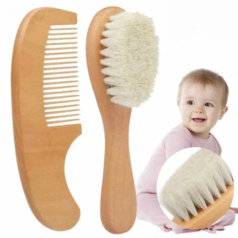 Brosse à cheveux en laine et bois pour nouveau-né, peigne pour bébé, masseur de tête portable, brosse de bain pour cheveux, nouveau