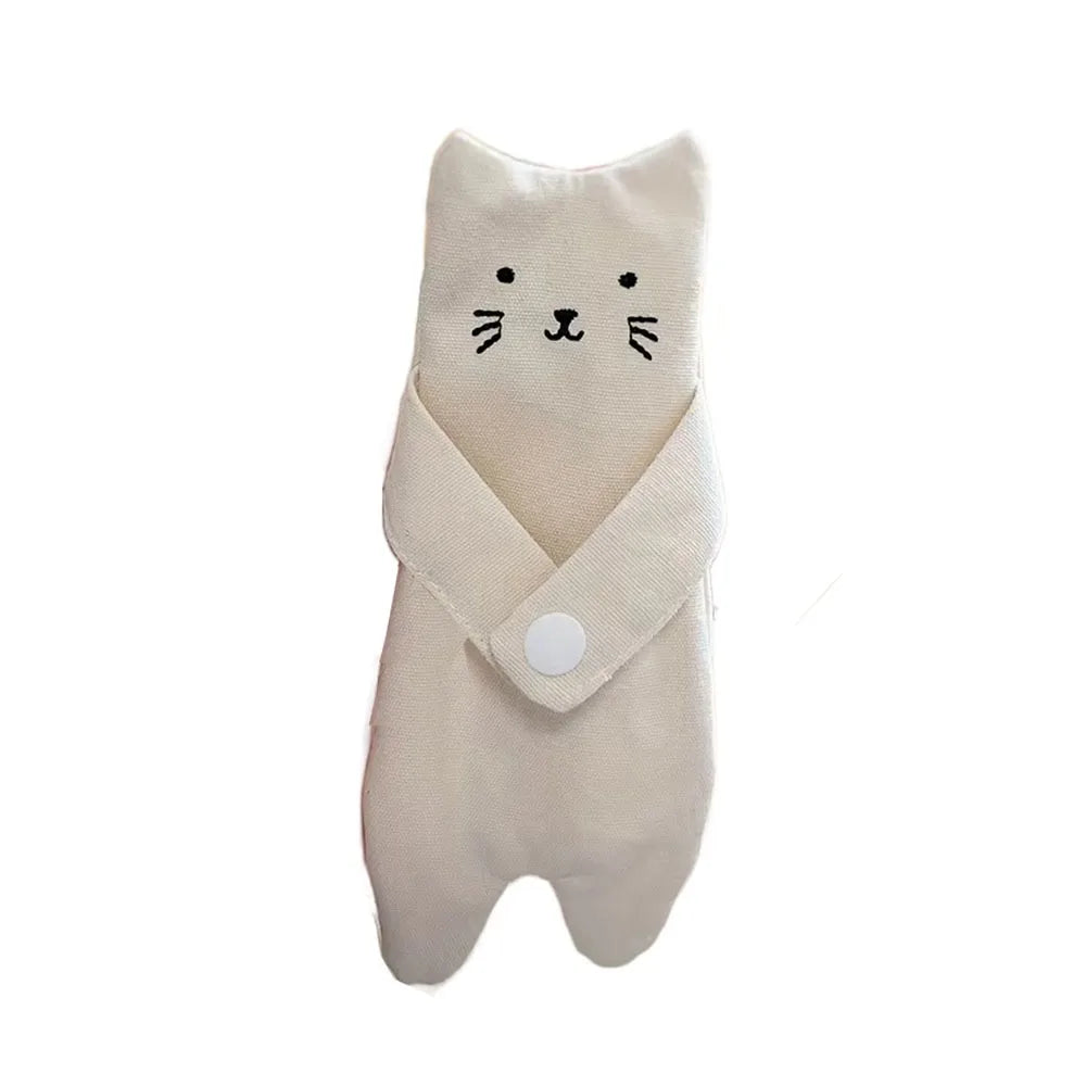 Canvas Cartoon Cat Coin Purse Zipper Closure Anti Loss Zippered Mini Wallet Snap Button Decorative Small Change Pouch Daily Use
