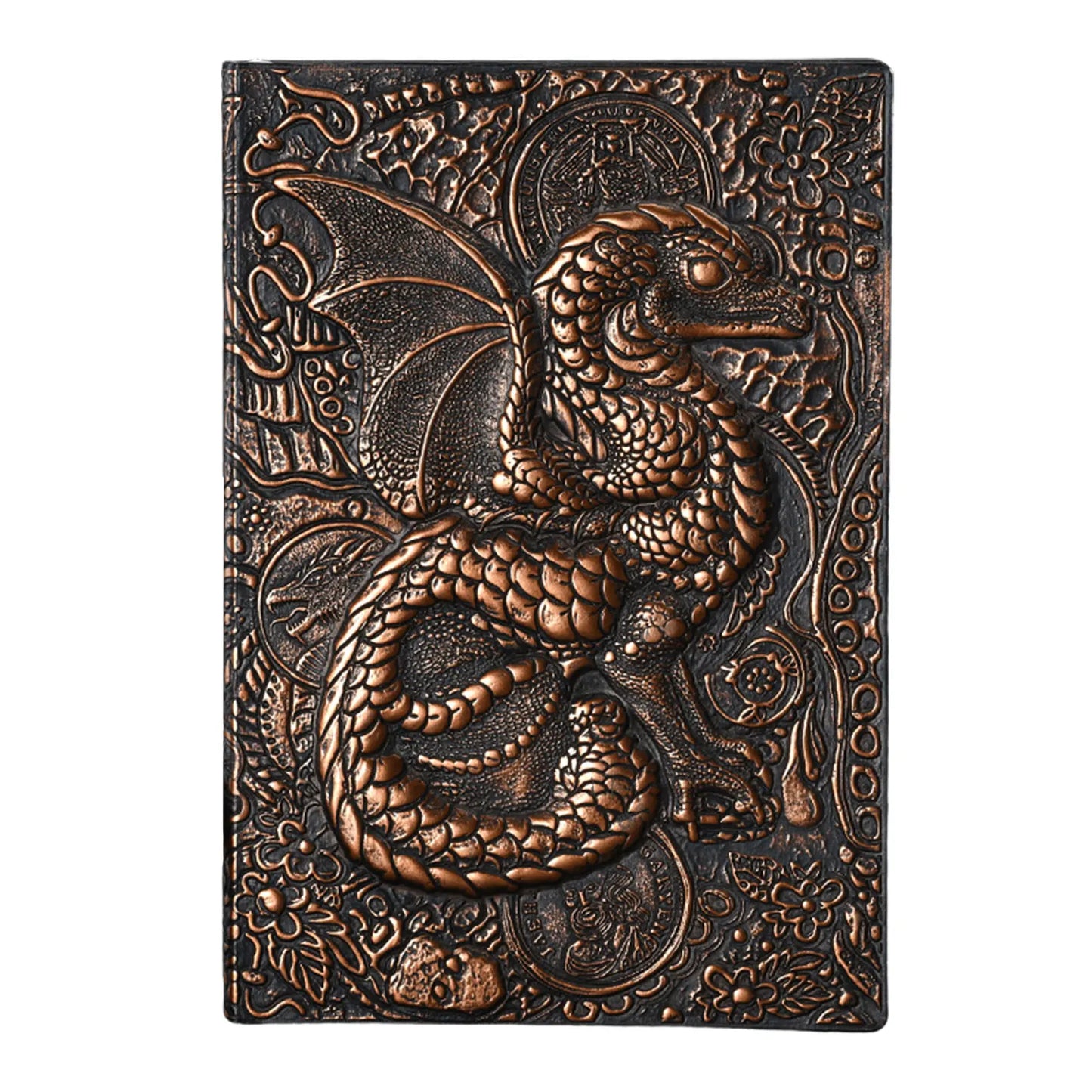 Carnet de notes A5 en relief avec motif dragon volant 3D, fait à la main, couverture en cuir, cadeau pour homme, voyage, pensées, notes, poésie