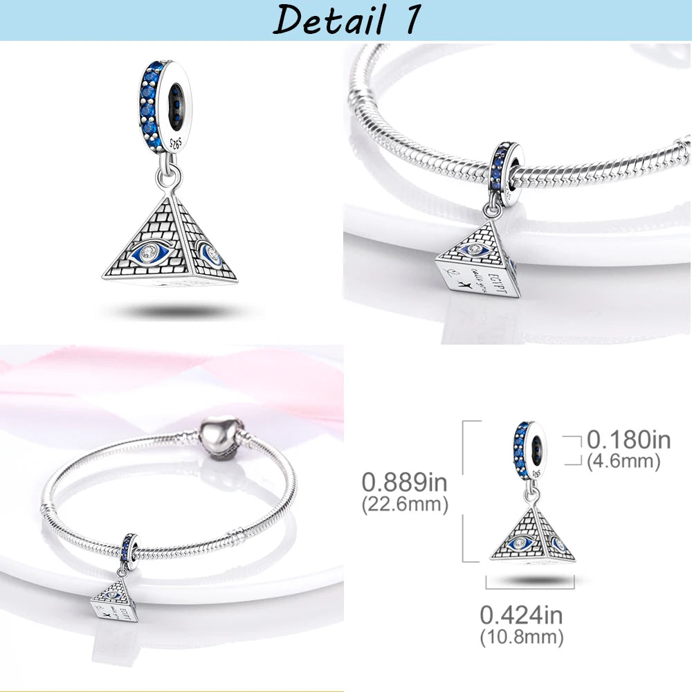 925 Sterling Silver Spots Series Charm Eiffel Tower Egypt Charms Pendant Fit MULA Original Sliver Bracelets DIY Jewelry Gifts