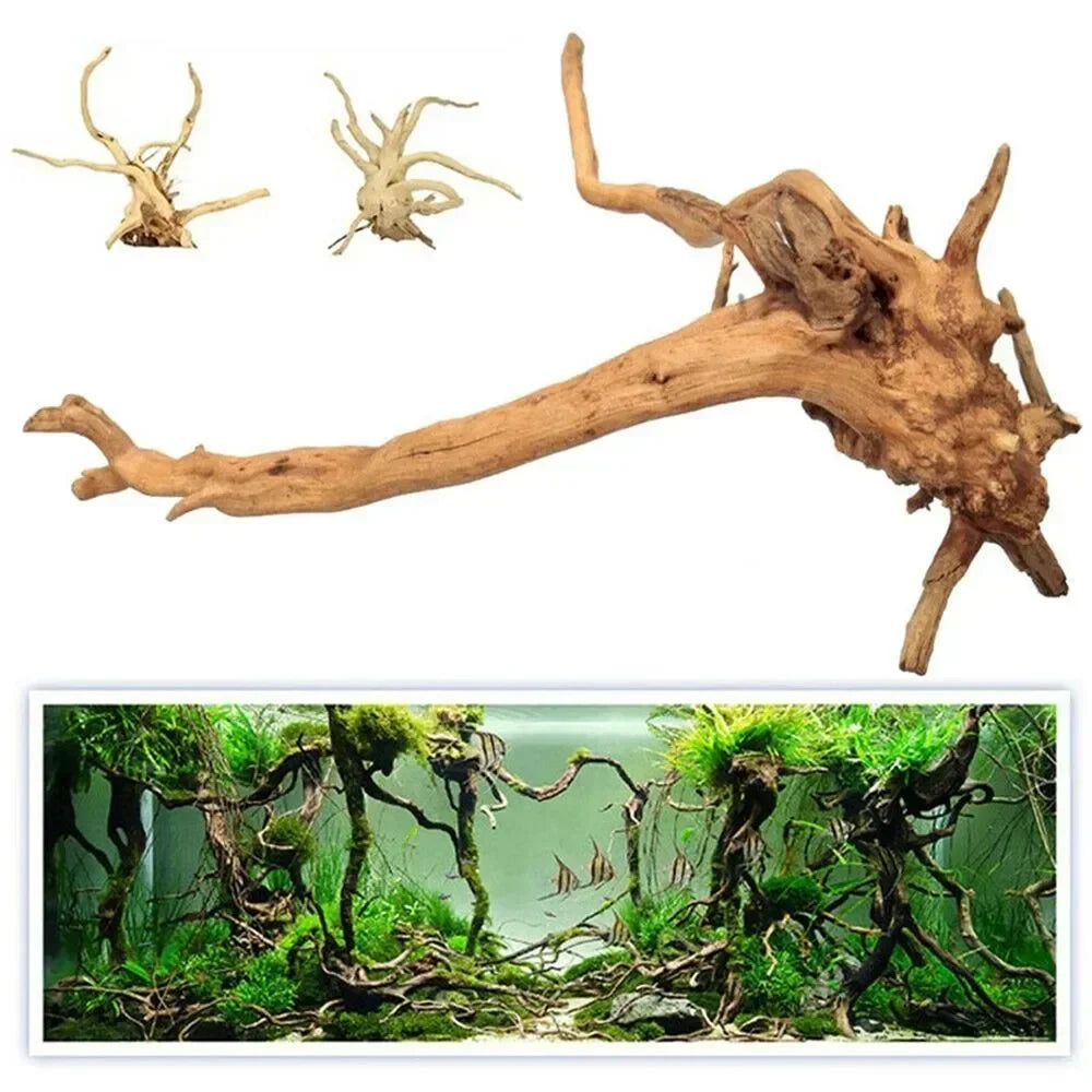 Natural Tree Trunk Aquarium Decoration Fish Tank Ornament Driftwood Cuckoo Roots Micro Landscape for Reptiles and Aquatic Decor