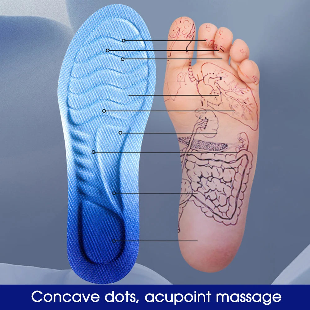 Semelles de sport en mousse 4D, coussinets de chaussures ultra-doux et hautement élastiques, coussin déodorant anti-douleur, soutien de la voûte plantaire, semelles de course à pied